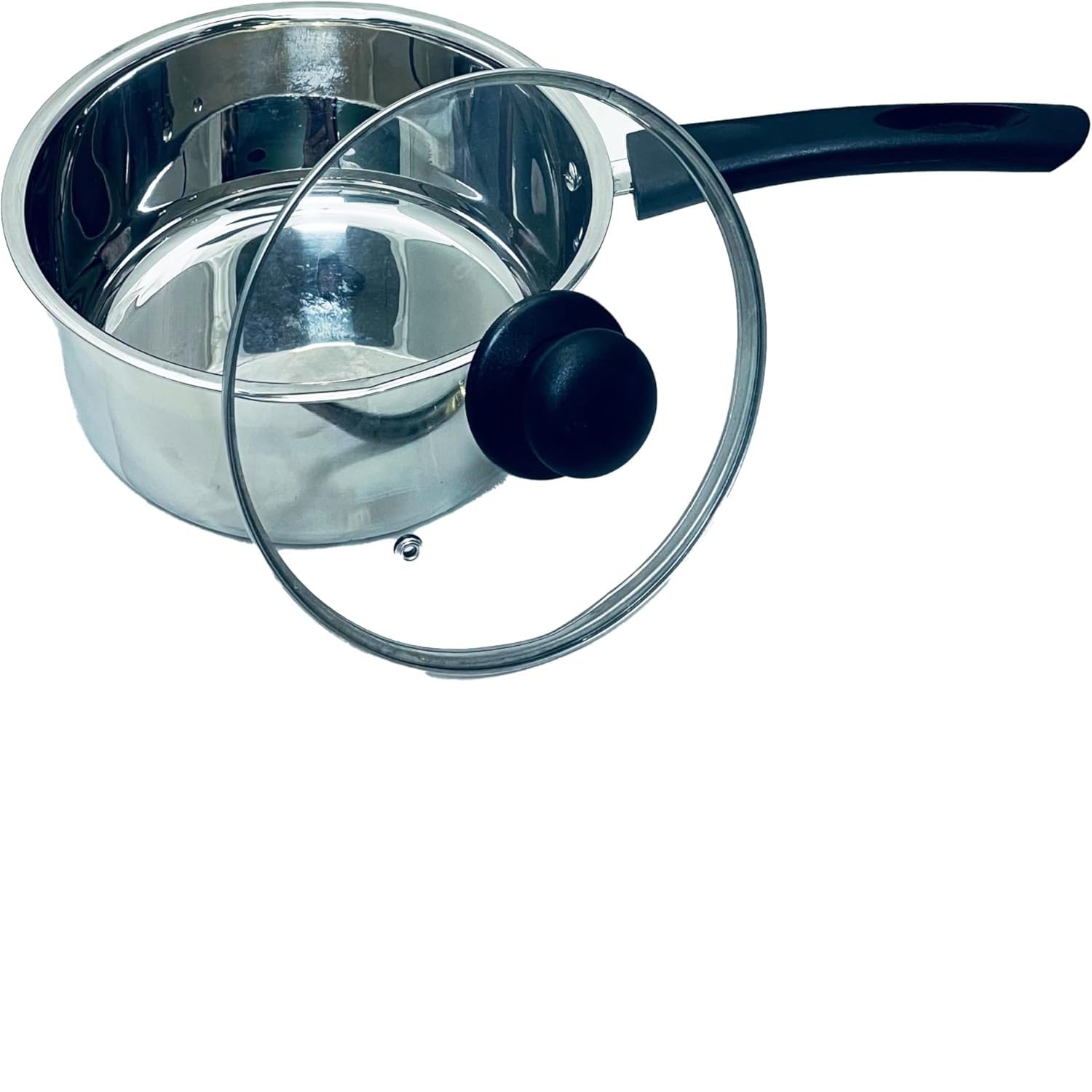Penguin Home 16cm Stainless Steel Saucepan - Induction Safe Glass Lid - 1.5 Liters