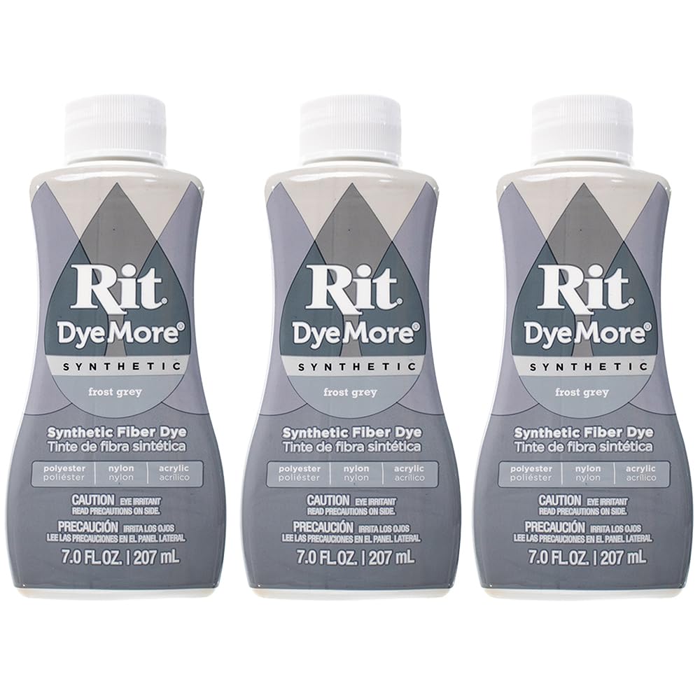 Rit DyeMore 7 Oz. Synthetic Liquid Fiber Dye for Clothing, Décor, and Crafts – Frost Gray (3 Pack)