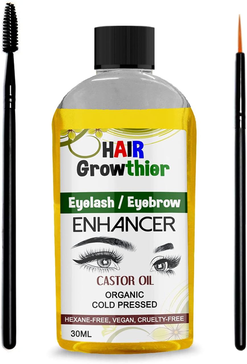 100% Pure Organic Castor Oil for Eyelashes Eyebrows Hair Growth Body Care (30ML)