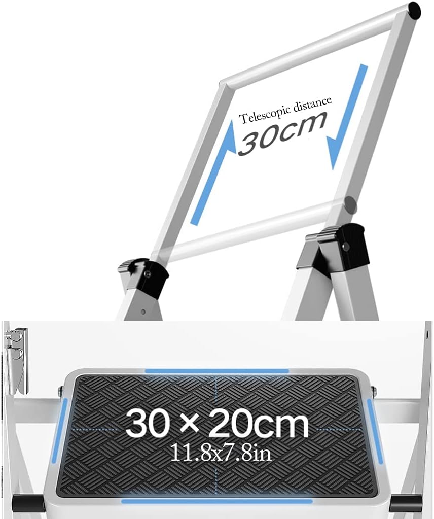 Stepladders 3 Step Ladder Heavy Duty Metal Step Ladder Stool Portable Folding Ladder with Round Telescopic Handrails & Nonslip Steps Folding Stepladder