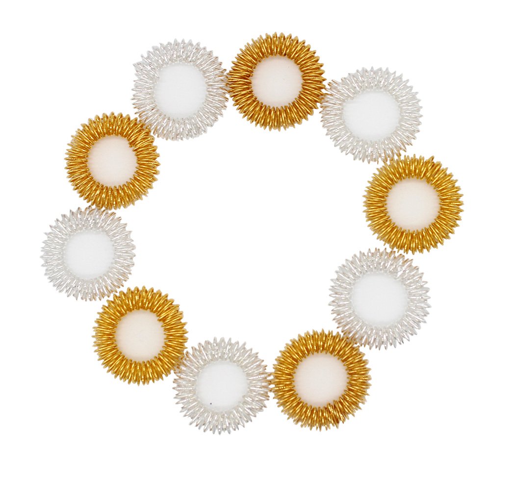 Ranvi 10PCS Acupressure Massage Rings, Chinese Medicine Pain Therapy Finger Circulation Rings (Golden and Silver)