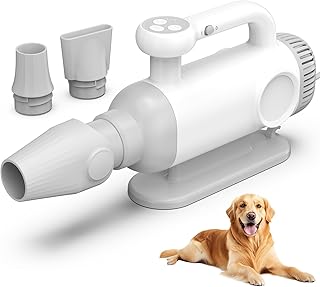 2000W Blower Hund, 3-in-1 Hundefön Negativ-Ionen-Technologie, Hohe Leistung Hundeföhn Mit 4 Motoren und einer Drehzahl von bis zu 110.000 U/min, Düsen einstellbare Geschwindigkeit & Temperatur