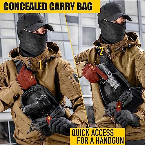 ACEXIER Taktische Umhängetasche Militär Verdeckte Waffe Holster Pistole Tragetasche Handfeuerwaffe Halter Tasche für Outdoor-Camping Jagd Pack (Black)
