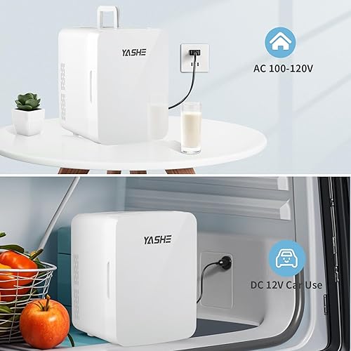 Miniatura 6 de Mini nevera, 10 litros12 latas de cuidado de la piel para dormitorio, 110 V CA12 V CC, enfriador termoeléctrico y calentador pequeños refrigeradores