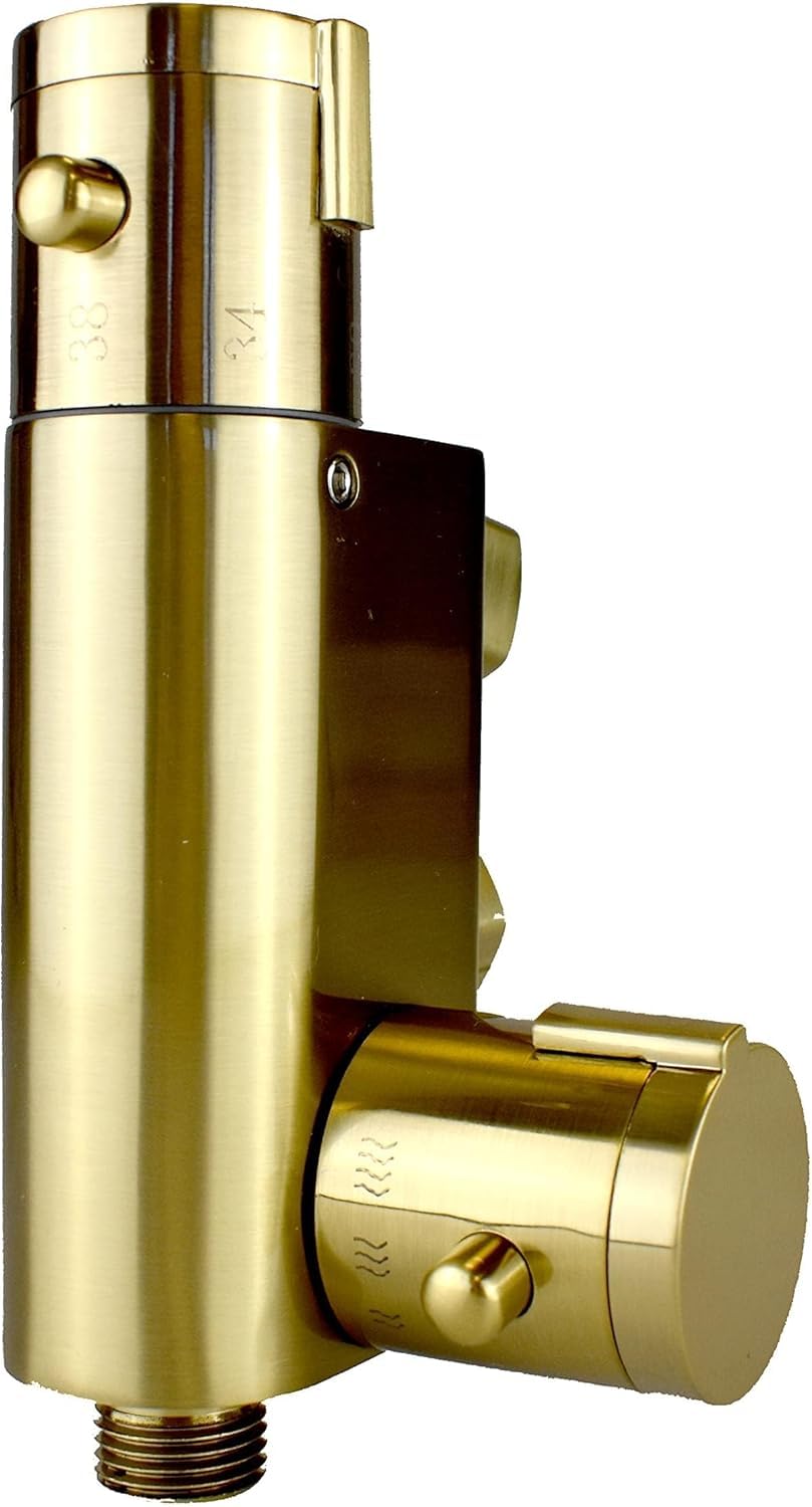 2er Set Thermostat Bidet Dusche Gold, Messing Brause Set, Muslimische Dusche für die Toilette, Shattaf Handbrause mit Thermostat, warm & kalt