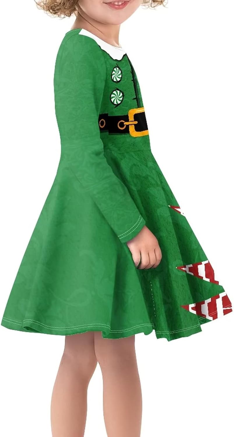 Long Sleeve Dress for Girls Kids Swing Twirly Skater Dresses 2-14 Years Old