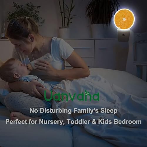 Miniatura 4 de Uanvaha Luz nocturna con sección transversal de luces nocturnas de fruta naranja, enchufe en la pared, luces LED de 0.5 W, encendido y apagado