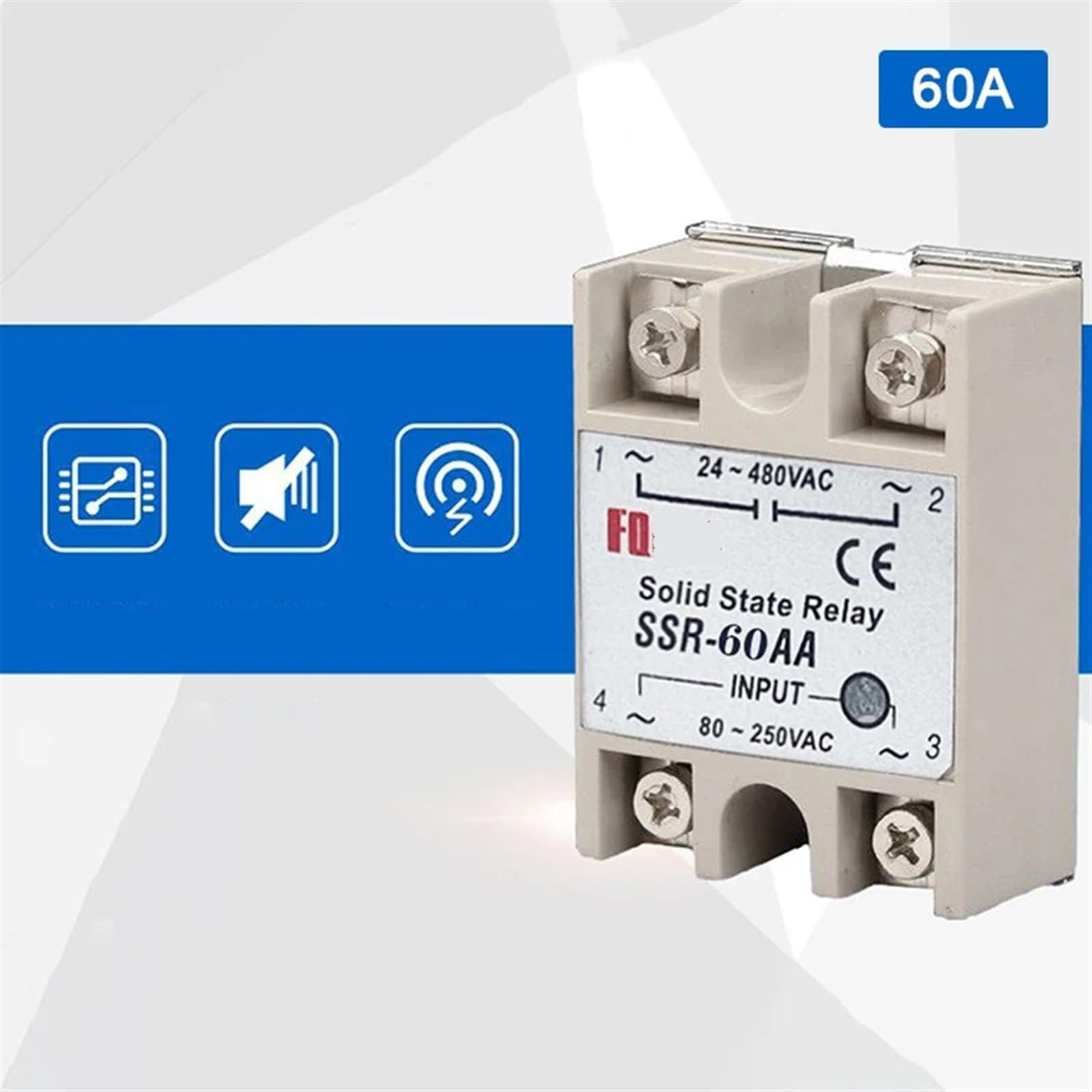 1PC Relè a stato solido monofase AC SSR SSR-25AA SSR-40AA SSR-60AA SSR-100AA Regolatore di tensione AC controllato DC Scoperto(SSR60AA)