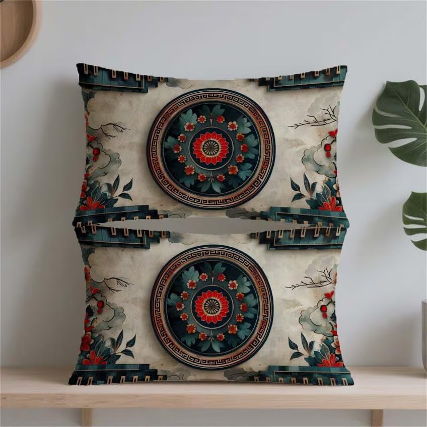 Housse coussin extérieur 50x70 imperméable lin taie oreiller rectangulaire fleur - 2
