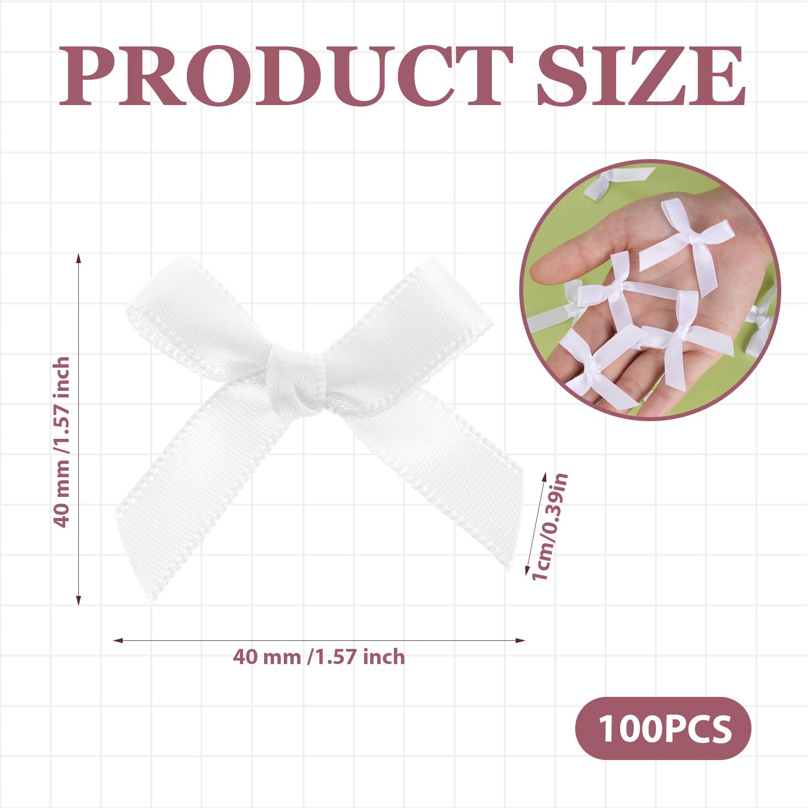 ZEYIYER 100PCS Mini Bows: Tiny Satin Flower Bows, White Fabric - DIY Craft, Wedding & Christmas Decoration - Image 2
