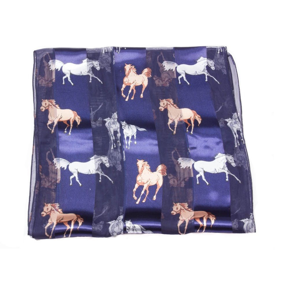 Mytoptrendz Women's Navy Blue Mytoptrendz® Horse Print Scarf Printed Fashion Scarves