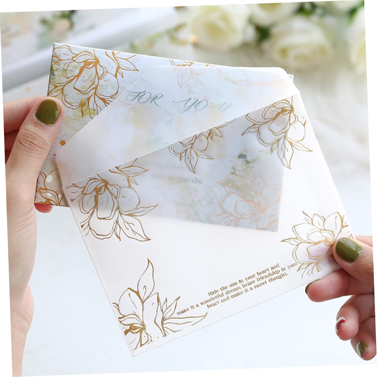STOBOK 48sätze Teiliges Goldene Grußkarten Mit Umschlägen Glückwunsch Und Botschaftskarten Für Hochzeiten Und Jubiläen Zufällige Designs