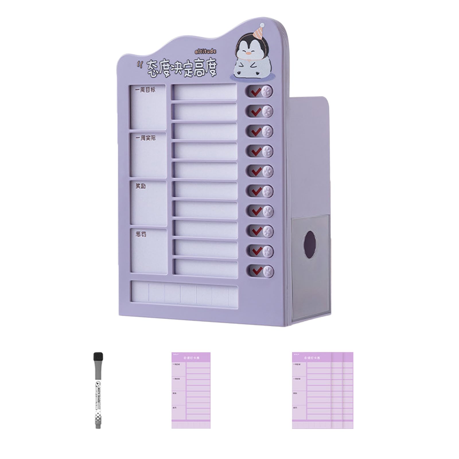 Nucelit Pen Holder Desk Organizers Self-Discipline Punching Card Holder Stationery Organizers Planner Time Management Tool Self-discipline Punching Card Desk Pencil for Student