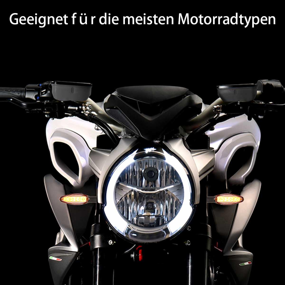 evermotor 4 Stück LED Motorrad Blinker,12V, E32, Aluminiumschale, IP67 Wasserdicht Blinkerlicht, 350mm Kabel, für Motorrad, Scooter