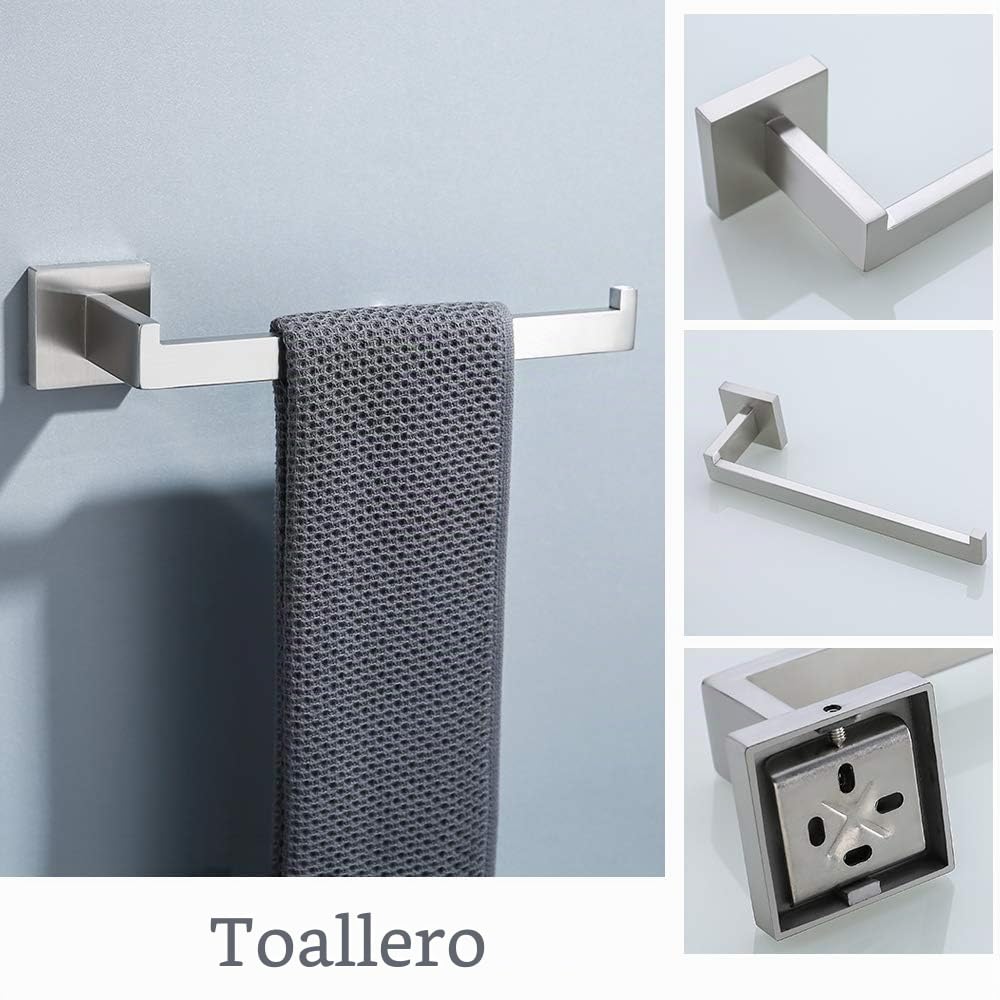 Turs de 3 Piezas Baño Accesorio Establecer Sus 304 Acero Inoxidable Inodoro Papel Titular Toalla Bar/Titular Gancho de Bata Montaje en Pared, Cepillado, Q7010BR