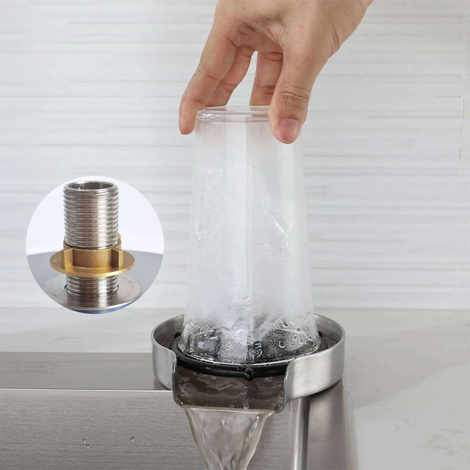 Comptoir Lave/Rince Verre Evier, Laveuse Automatique Tasses, avec Jet Rotatif à 360°, Rinceur Rapide, 35 * 15 cm