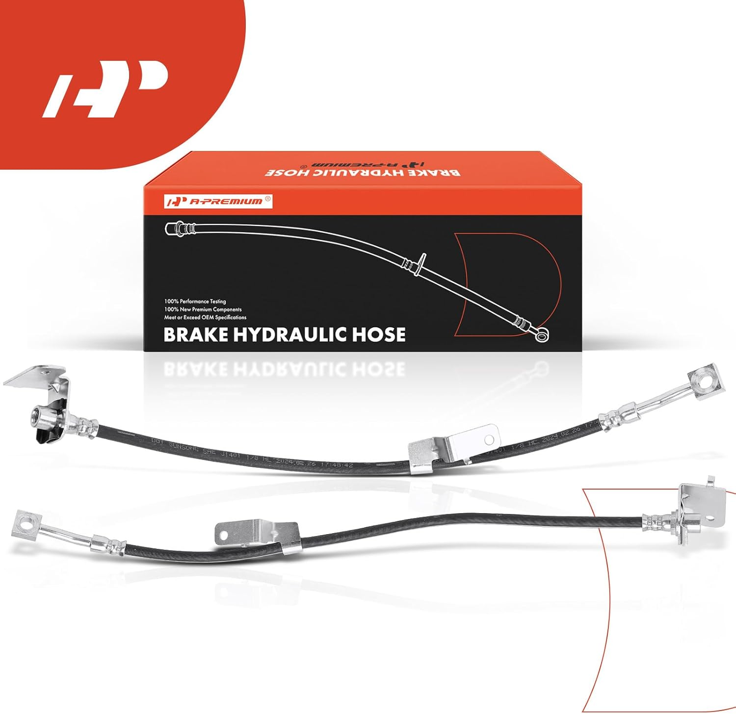 A-Premium Front Driver and Passenger Side Brake Hydraulic Hose Compatible with Select Tesla Models - Model 3 2017 2018 2019 2020 2021 - Replace# 104472100D, 104472200D(Pack of 2)