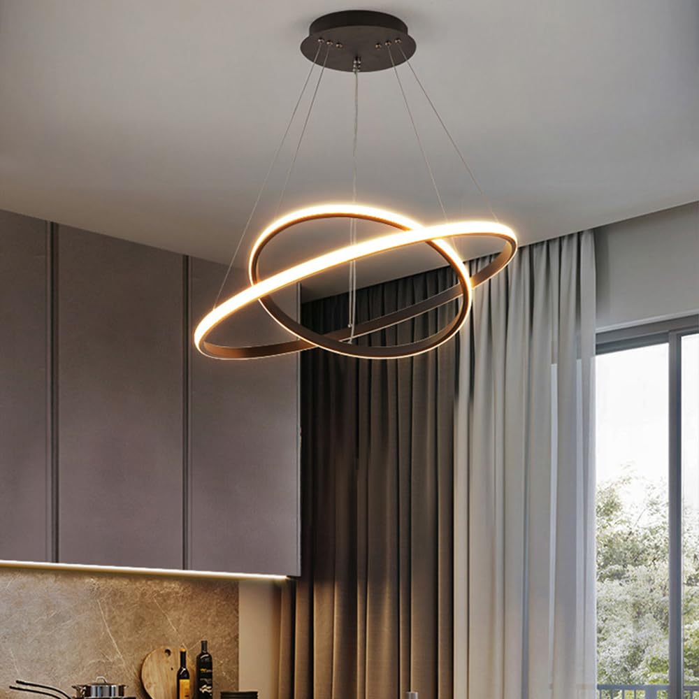 Lámpara Colgante LED, Moderna Colgante de Techo Altura Regulable 2 anillos Comedor Lamparas de Techo realizado Araña para Dormitorio salones Cocina Oficina mesa de comedor redondo Creativo (negro Lámpara Colgante LED, Moderna Colgante de Techo Altura Regulable 2 anillos Comedor Lamparas de Techo realizado Araña para Dormitorio salones Cocina Oficina mesa de comedor redondo Creativo (negro