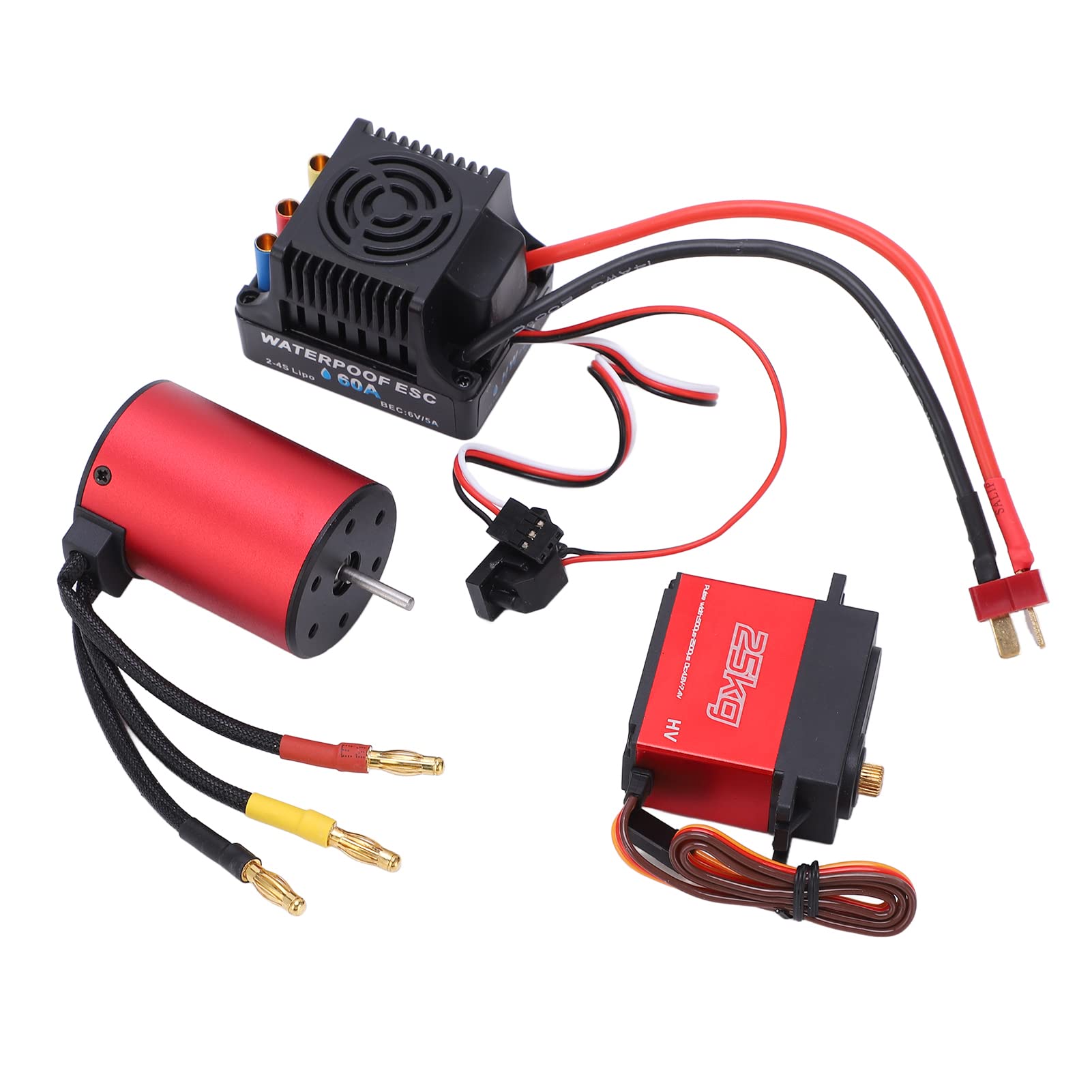 Generic Wodoodporny Silnik Bezszczotkowy 3100KV ESC Servo Combo do Samochodu RC, Trwały i Przenośny Zestaw do Modeli 1/8 1/10