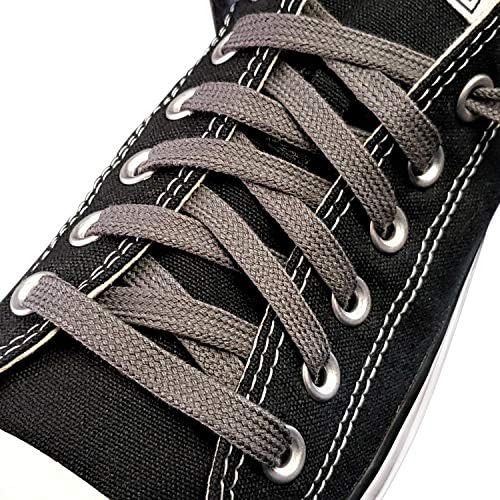 Fabmania Platte katoenen veters, 8 mm breed, geschikt voor Adidas, Converse,  Vans, Stan Smith, Nike en vele andere – lengtes van 60 cm tot 180 cm,  grijs. : Amazon.com.be: Mode