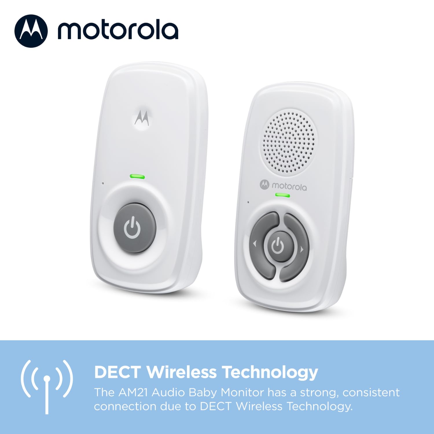 Motorola Nursery AM21/MBP21 Audio Baby Monitor - Digital Baby Monitor with DECT Technology for Audio Monitoring - 300 Meter Range - High Sensitivity Microphone - White — view 4