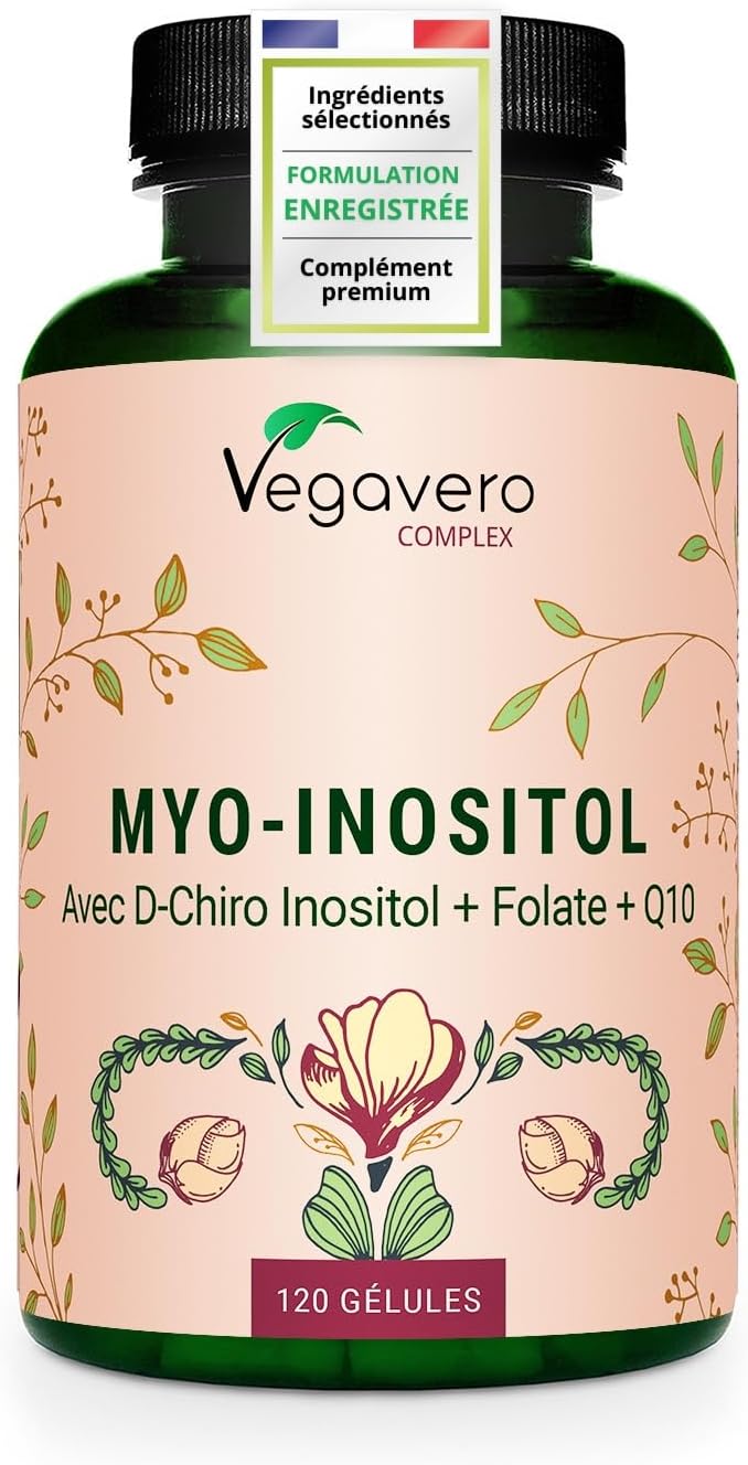 Vegavero Myo Inositol Complex | PCOS | With D-Chiro-Inositol, Q10, Zinc, Chrome, Vitamin B6 and B9 (Quatrefolic Folic Acid) | No Additives and Vegan | 120 Capsules