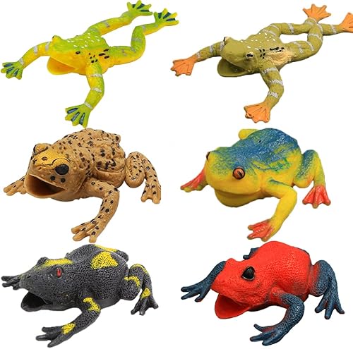 Miniatura 2 de Juguetes de rana, 4.5 pulgadas surtidos de rana de goma (paquete de 6), material de grado alimentario TPR Super estiramientos, con bolsa de regalo y