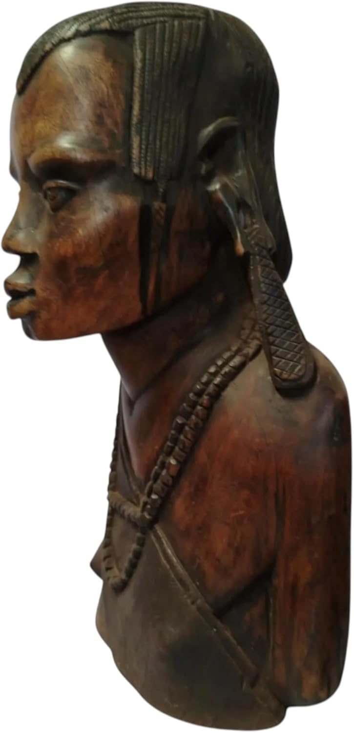 Hand-Carved Wooden African Warrior Bust Sculpture, Cultural Art Decor, Traditional Tribal Design, Home Decoration, Artisan Crafted