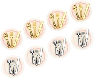 Amosfun 8 Conjuntos De Casas Em Miniatura Material De Resina Garfo Em Miniatura Micro-Casas Decoração Brinquedos Casa De Boneca Colher Modelo Mini Prato Comida Casa Pequena