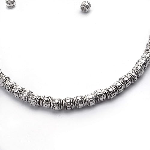 Miniatura 6 de BronaGrand 100 cuentas espaciadoras de plata tibetana, cuentas de agujero grande, cuentas de tubo hueco para bricolaje, collares, pulseras