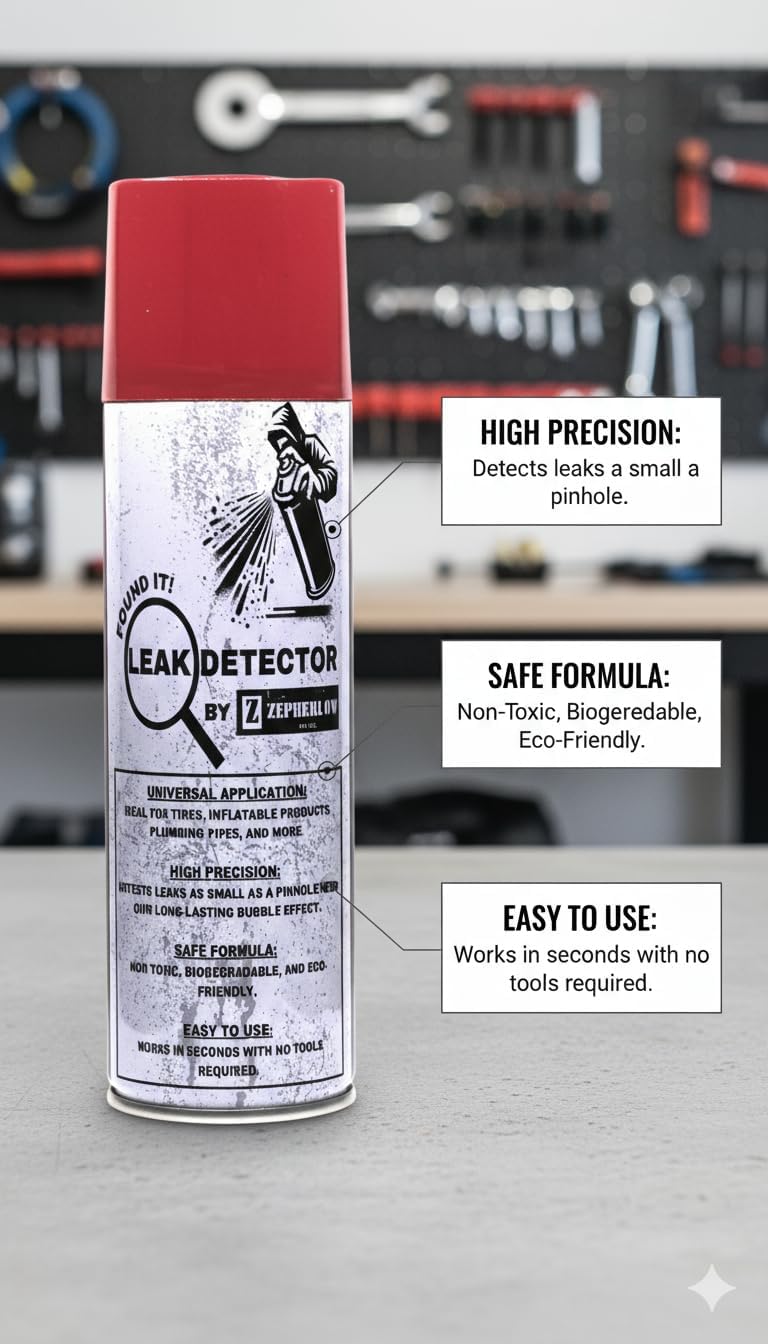 Universal Leak Detector, High Precision Bubble Detection Spray, for Air Mattress, Tires, Gas Plumbing, Inflatable Products, HVAC Systems