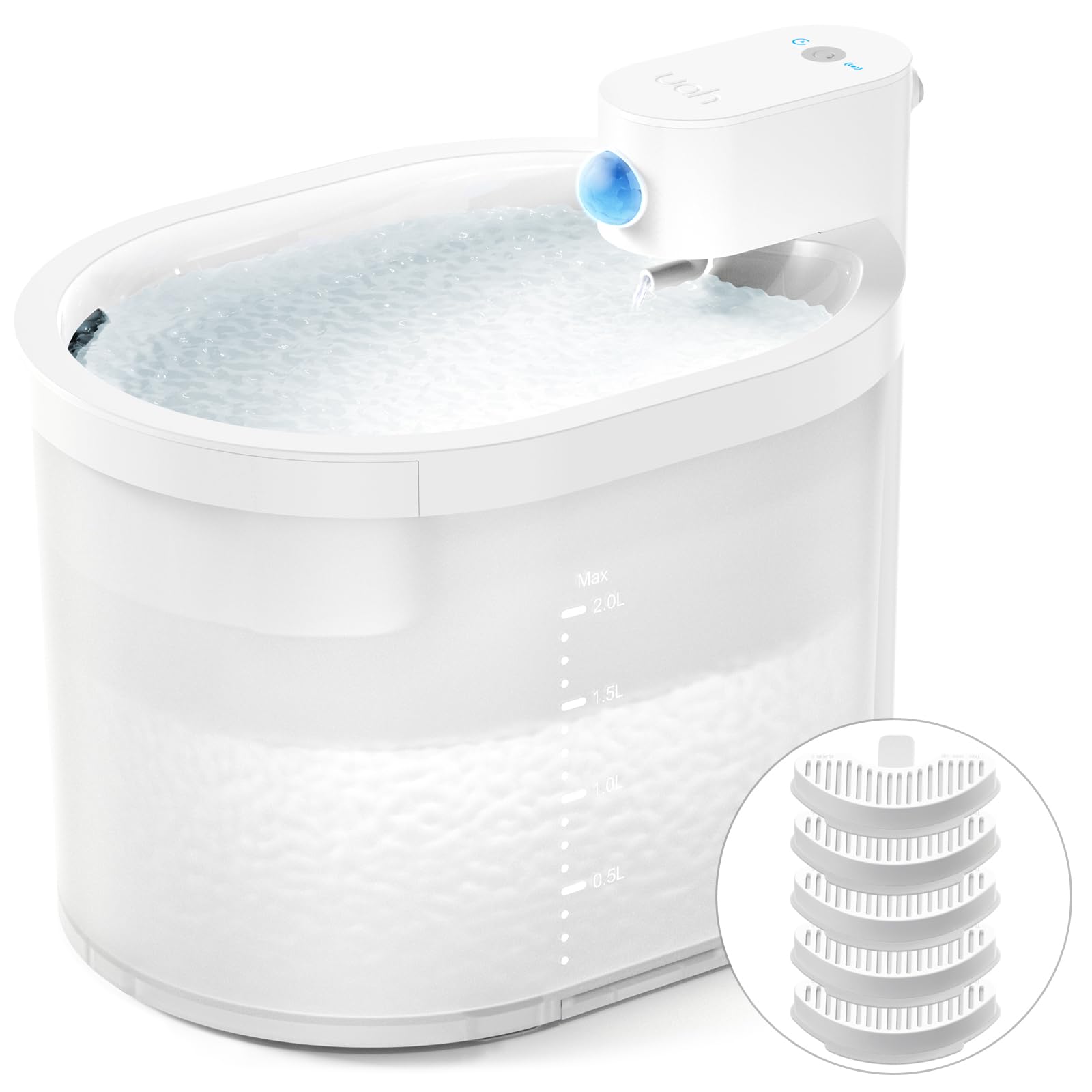 2024 Upgraded Cat Water Fountain, Wireless & Battery Operated 2L/67oz Automatic Pet Water Fountain with Motion Sensor, Food-Grade ABS Tray, Easy Clean BPA-Free Water Dispenser for Cats