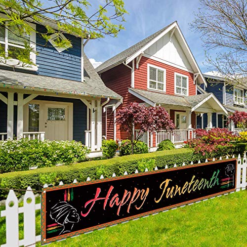 Large Happy Juneteenth Banner for Fence Juneteenth Decoration June 19th Independence Day Decor African Afro American Festival Celebration Supplies Large Happy Juneteenth Banner for Fence Juneteenth Decoration June 19th Independence Day Decor African Afro American Festival Celebration Supplies
