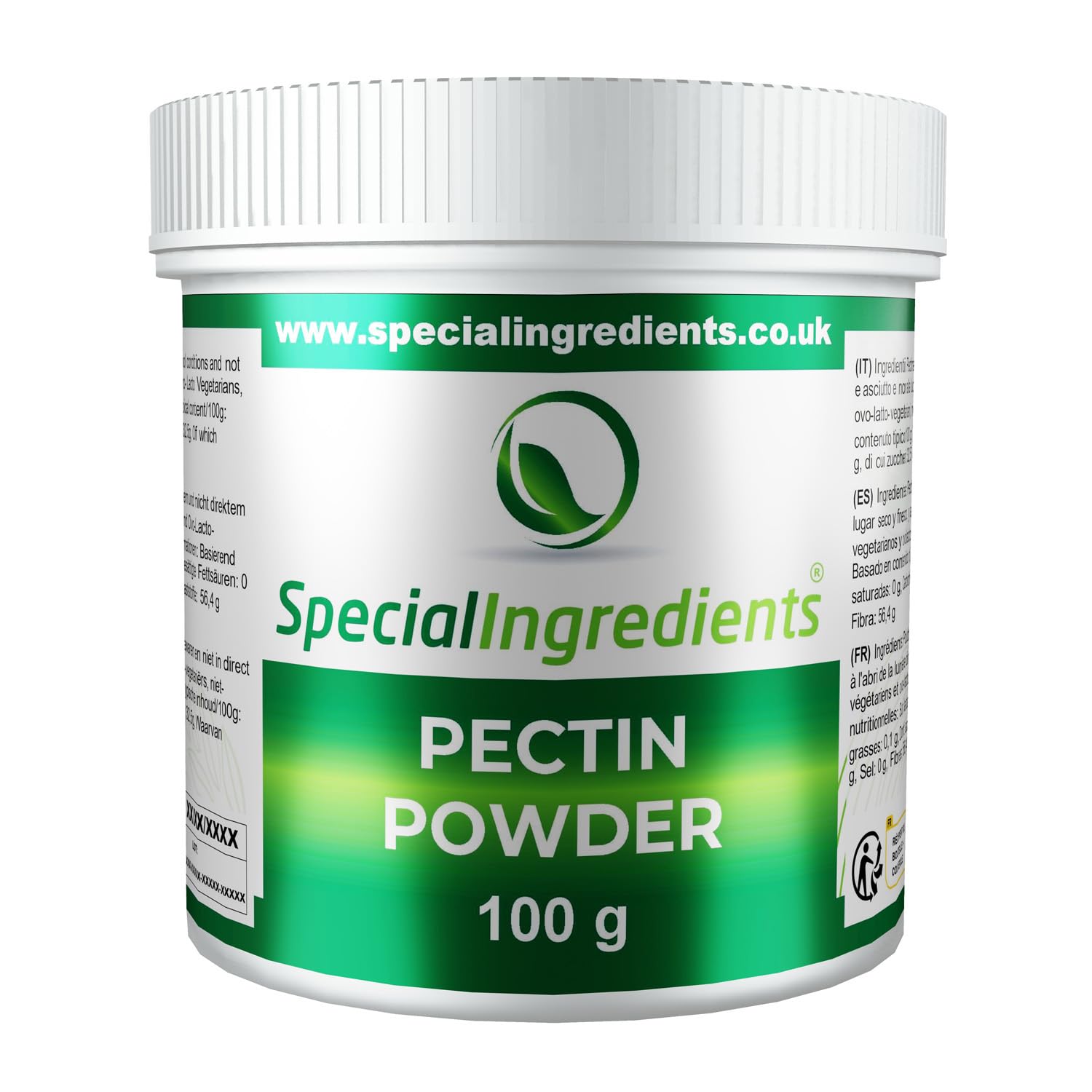 Special Ingredients Pektin Pulver 500 g Premium-Qualität, ideal für die Herstellung von Konfitüre, Marmeladen, Chutneys, Fruchtgelees und Kuchenfüllungen, europäisch, gentechnikfrei, glutenfrei – recycelbarer Behälter | Veganes Gelatine, Konfitüre, Chutne
