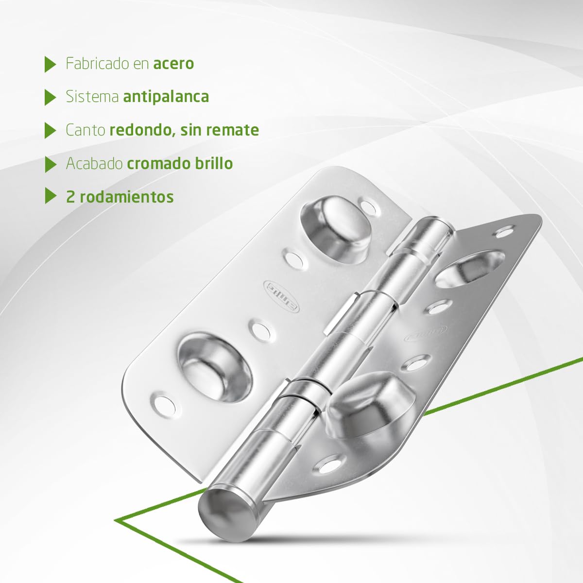 Amig - Pack de 6 Bisagras de Seguridad, Para Puertas de Entrada, Sistema Antipalanca, 150 x 82 x 3 mm, Cantos Redondos, Acero, Plateado mate