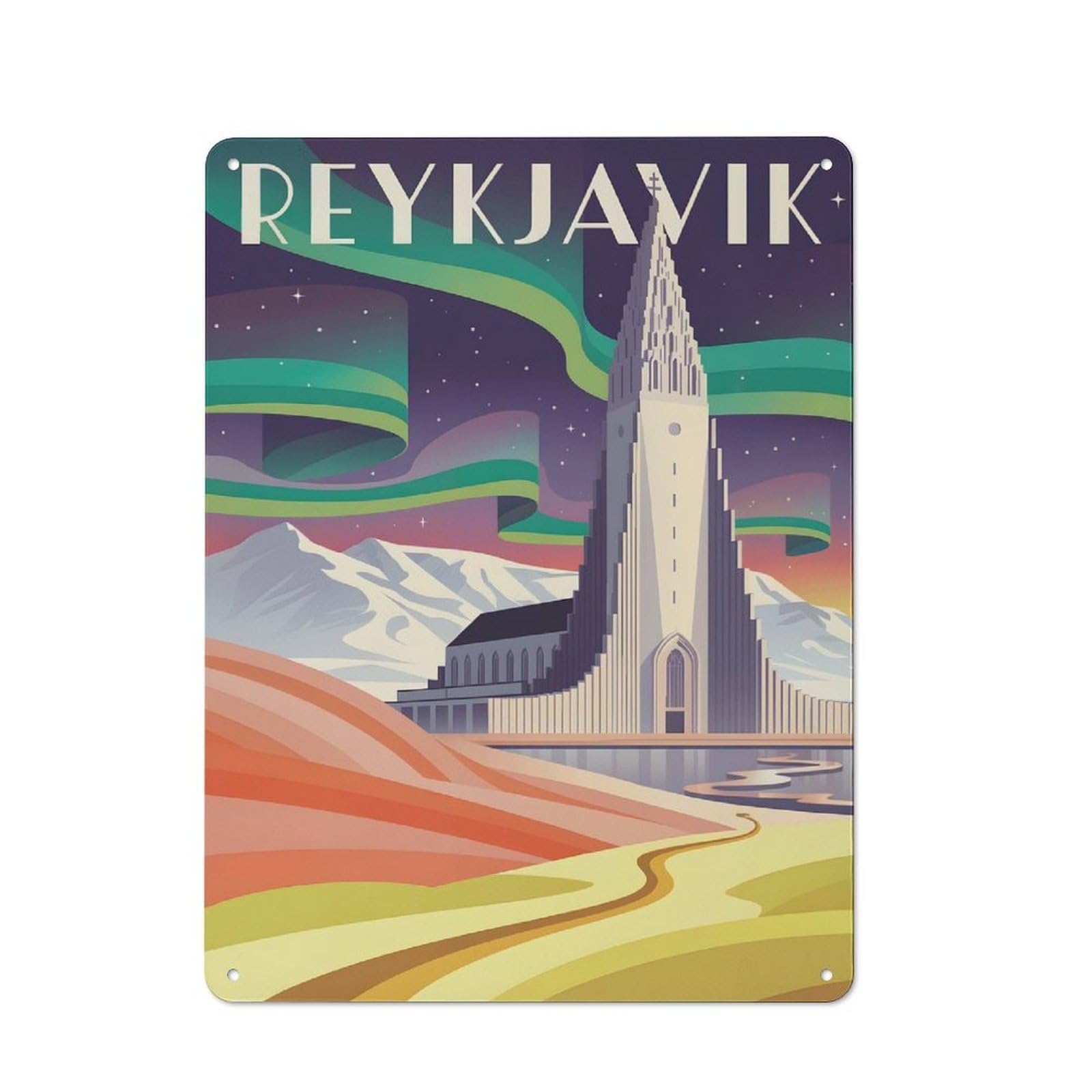 Outdoor Room Shed Metal Sign 40x30cm Featuring Reykjavik Iceland Travel (5), Utility Space Decor for Patio Bar, Workshop, Shed Or Kitchen