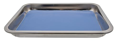 GSC International Sartén de disección 365 de acero inoxidable con almohadilla de plastisol 13x9x2 pulgadas.