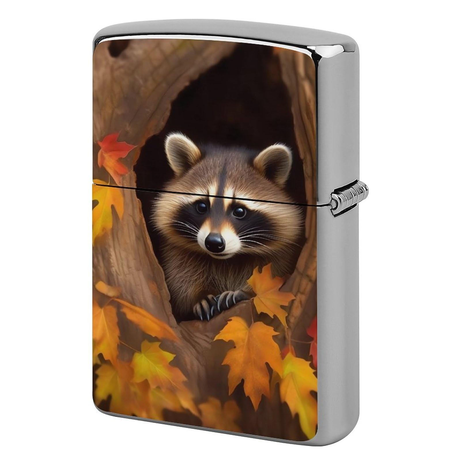 Raccoon in The Fall Tree Hole Lighter Case for Men, Personalized Lighter Cover for Valentine's Day Gifts, Flip-Top Lighters Shell for Outdoor, Portable Lighters Protective Sleeve