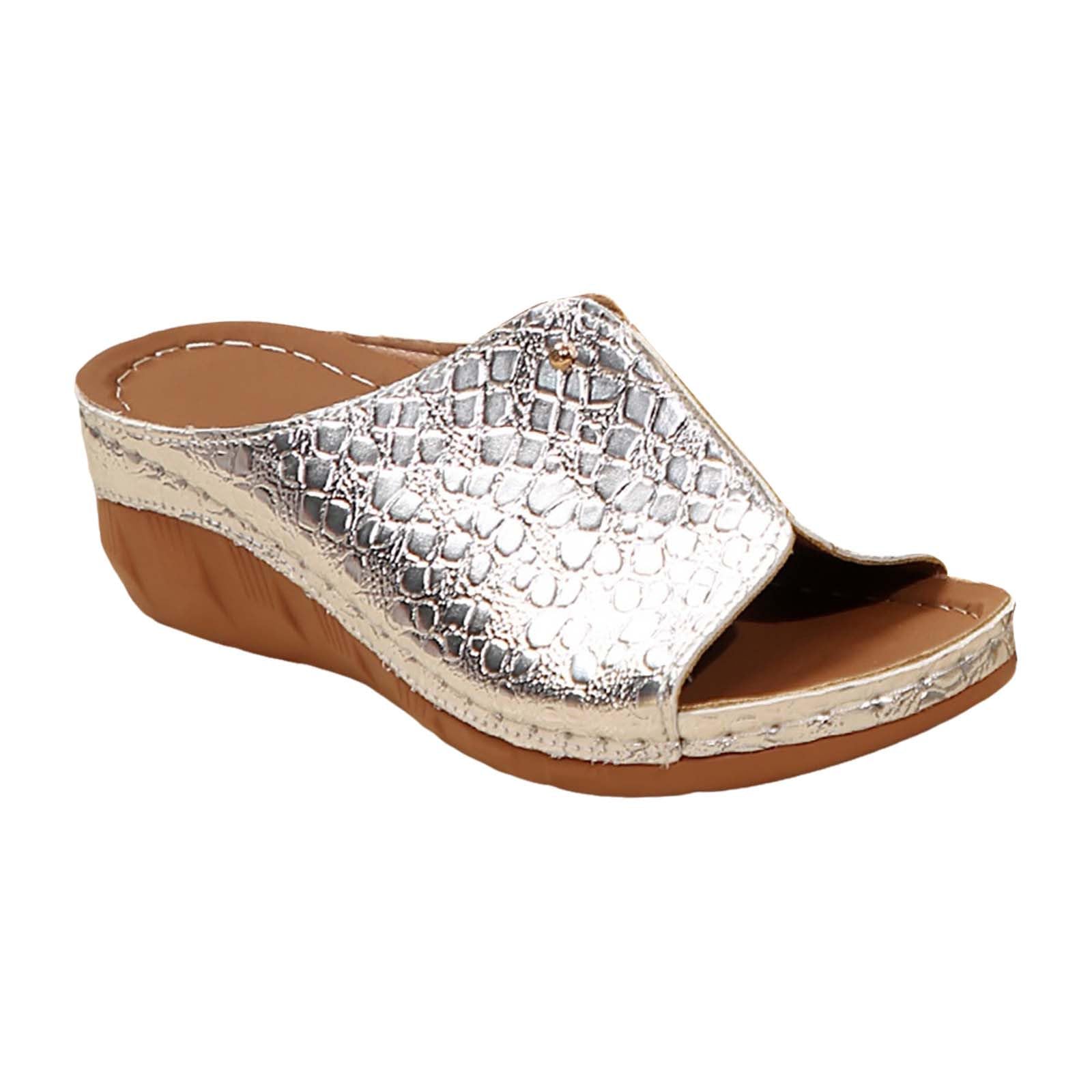 Ciabatte Donna Con Zeppa In Microfibra - Sandali Eleganti Per Spiaggia E Piscina