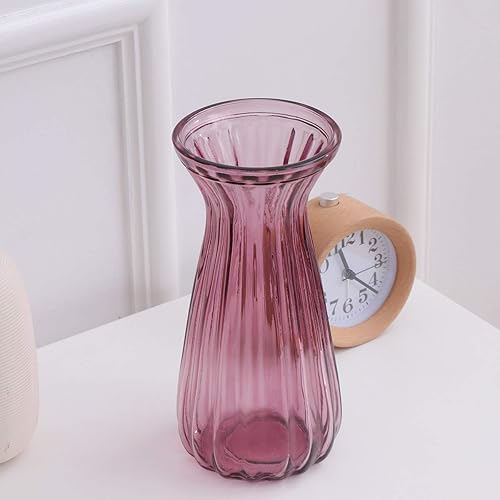 Miniatura 7 de ARTIBETTER Jarrón de cristal transparente estilo europeo para flores secas, recipiente a rayas, maceta para botellas de vidrio para bodas, fiestas,