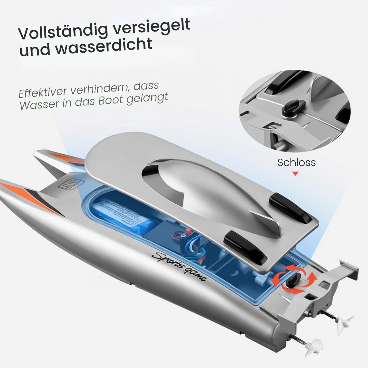 Goolsky RC Boote, 25 km/h Hochgeschwindigkeits-Rennboot 2-Kanal-Fernbedienungsboote für Pools