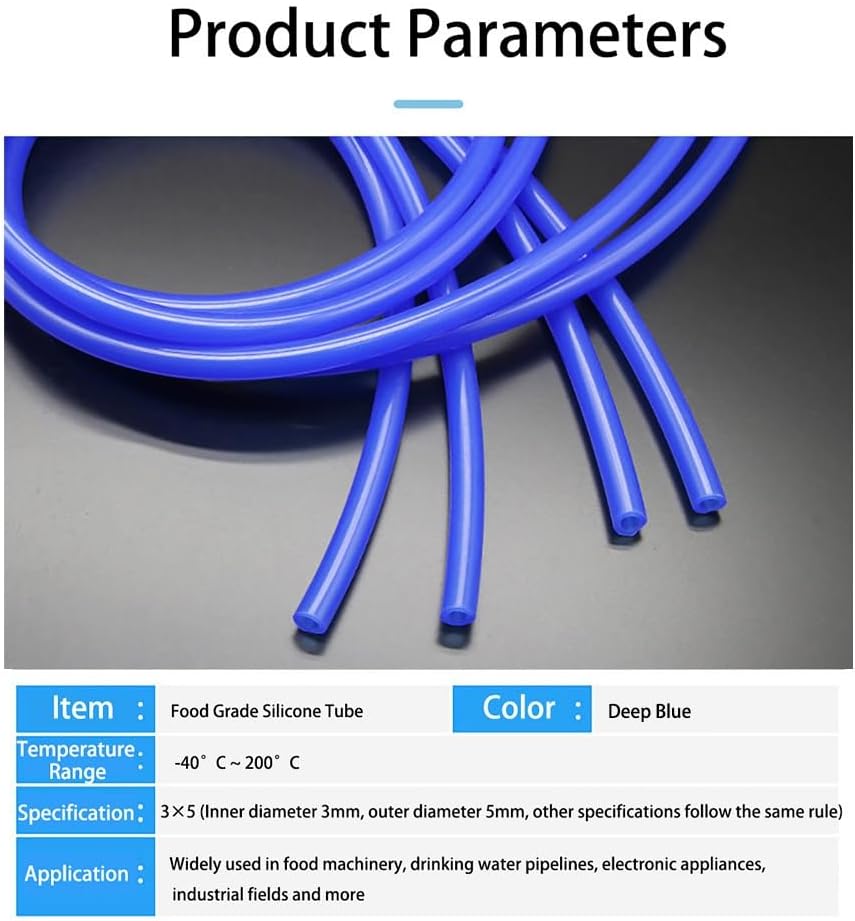 Deep Blue Food Grade Silicone Tube, 0.5-10mm Inner Diameter Flexible Rubber Hose, High & Low Temperature Resistant Water Delivery Pipe, 1PC, 1M/10M Optional(10 meters,ID 1mm x OD 3mm)