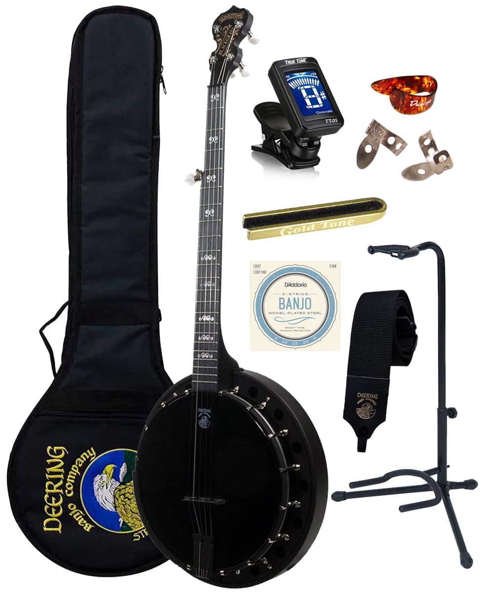 Deering Goodtime Blackgrass Banjo mit 5 Saiten, Blaugras, mit schwarzem Resonator, Hals und Hardware – Instrumentengasse