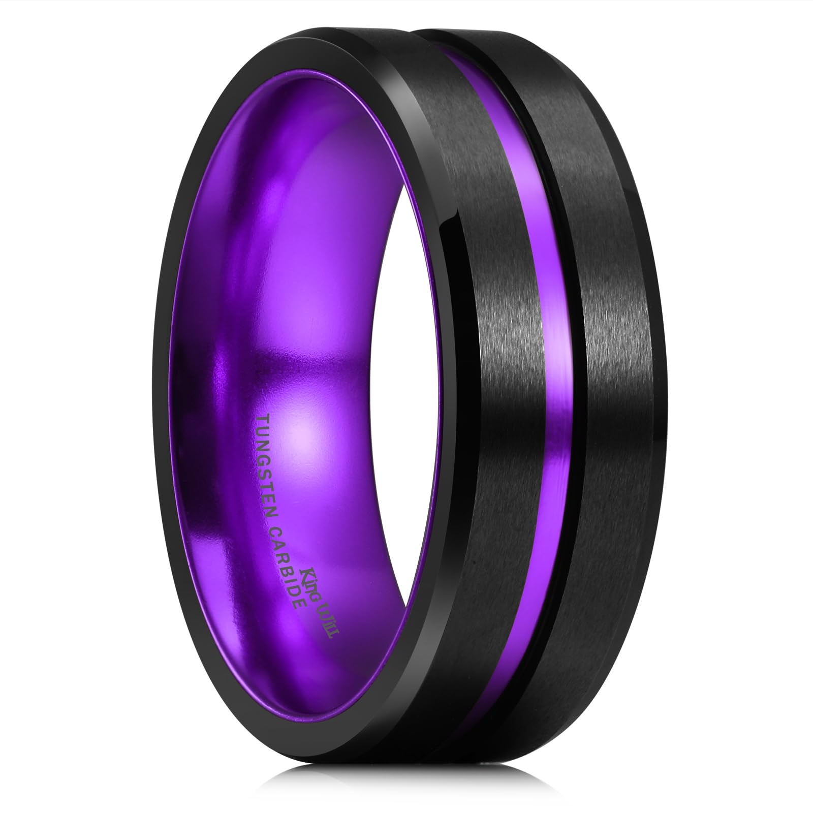 King Will CLASSIC Silver/Black/Gold/Blue/Brown/Rose Gold Groove 6mm 7mm 8mm High Polish/Matte Finish Men's Tungsten Ring Wedding Band Comfort Fit