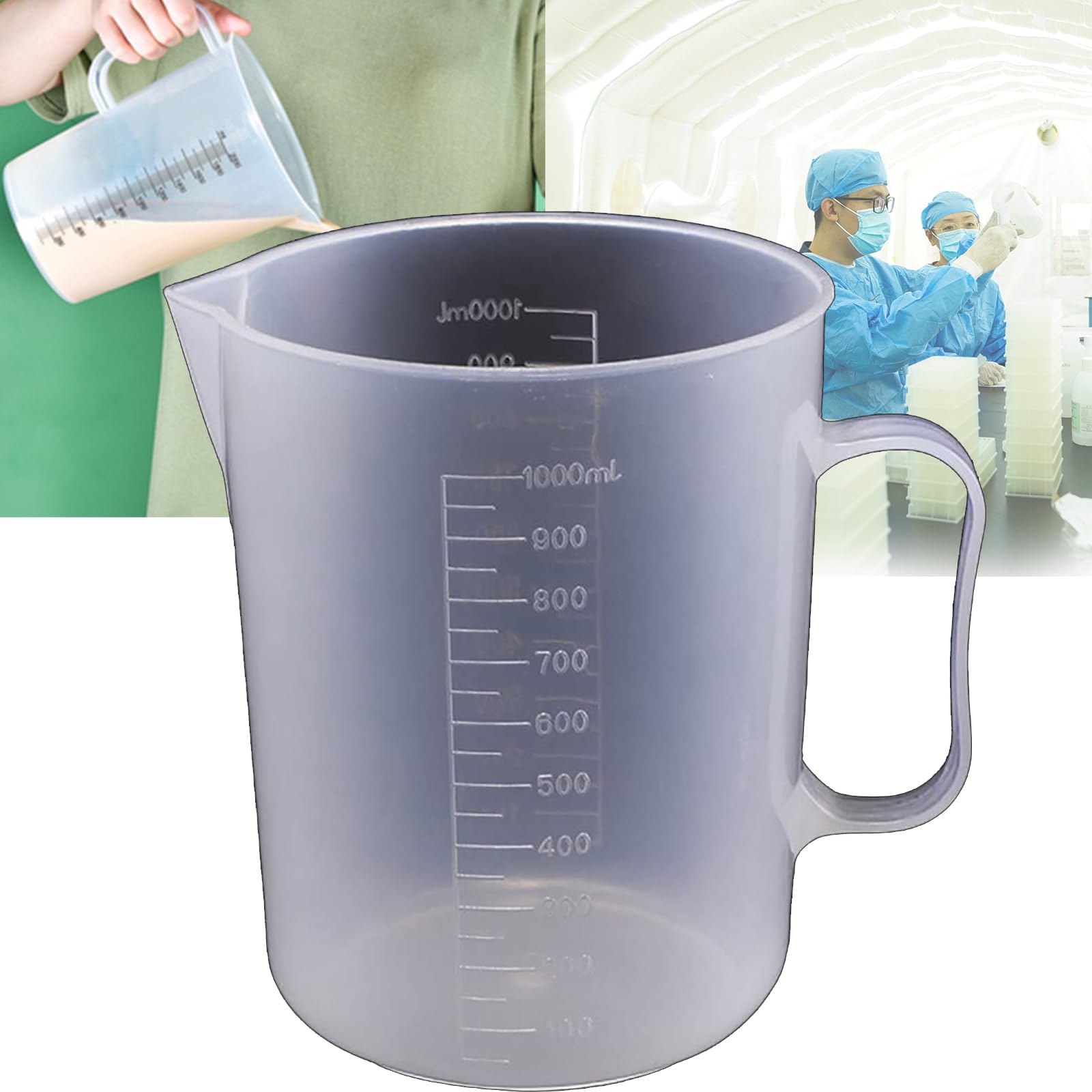 Tasse à mesurer en plastique 1000ml graduée grand pichet doseur de cuisine avec poignée