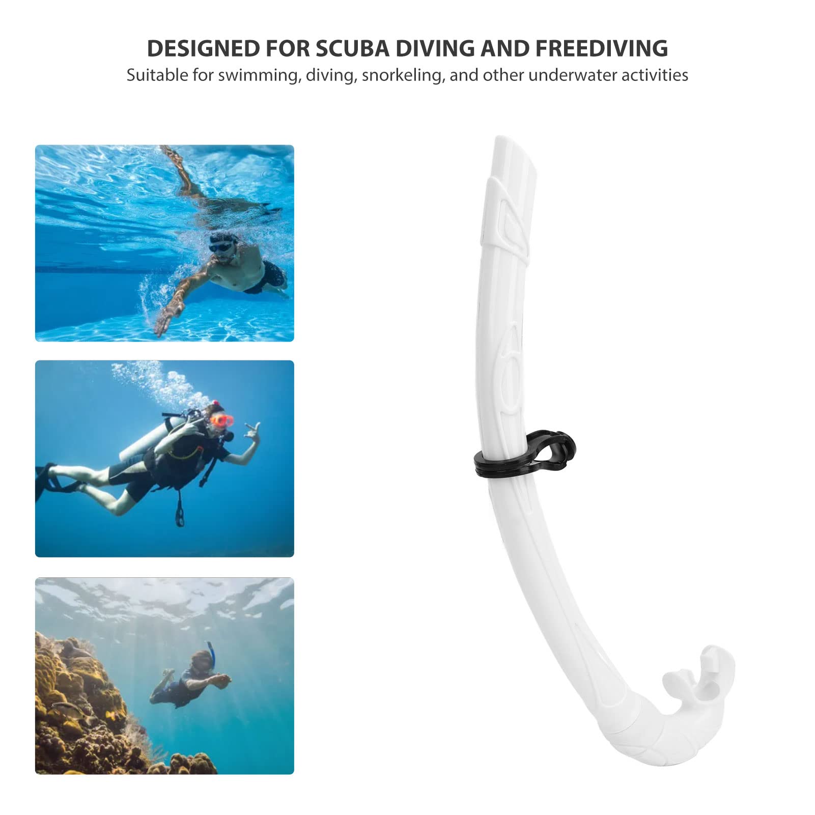 Snorkel Breathing Tube Diving Snorkel Mouthpiece Comfortable Light Weight for Swimming (White)