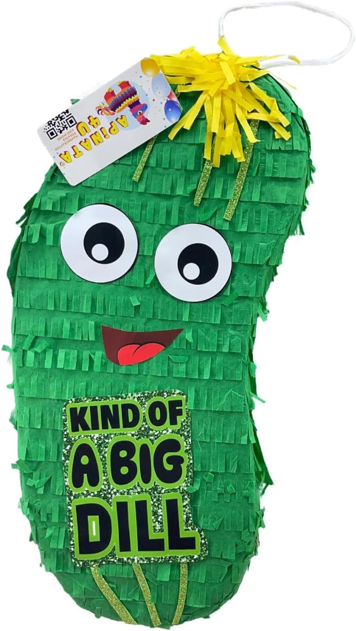 APINATA4U 20" Pickel Piñata - Kind of Big Dill or No Big Dill - Cucumber Pinata for Bachelorette & Night Out Veggies Birthday Party Celebrations