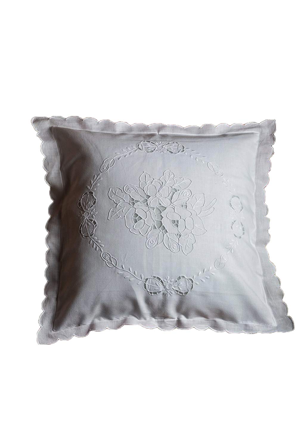 Cuscino da divano in lino con disegno ancora ricamata – | Decor