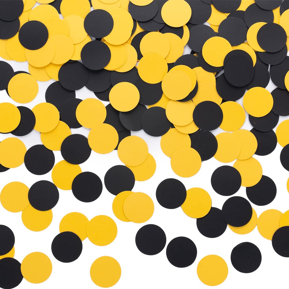 MOWO Black and Yellow Confetti Table Decoration, 1.2'', 200pc