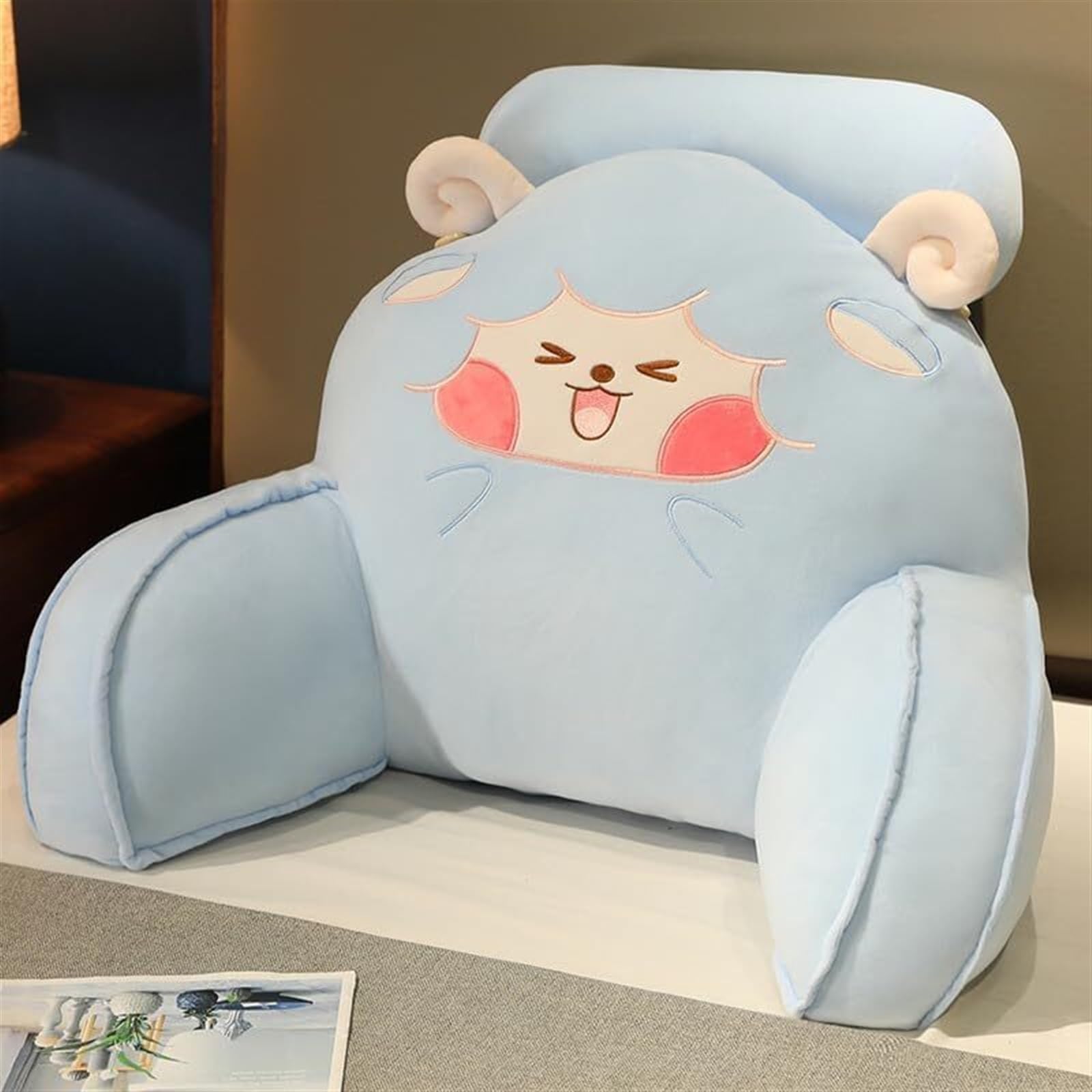 Uoxhfdh Blue Back Support Waist Pillows Resting Office Cute Cartoon Cat Pillow For Lumbar Arm(,75X50cm)